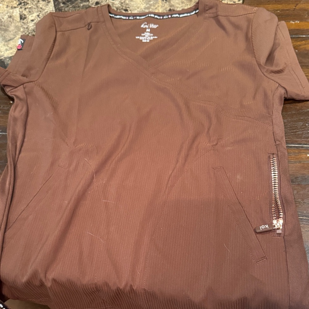 Koi Chocolate Brown V-Neck Scrub Top